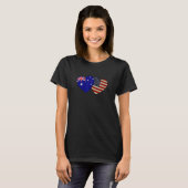 T-shirt Australian American Couple Heart Love Flag Valenti (Devant entier)