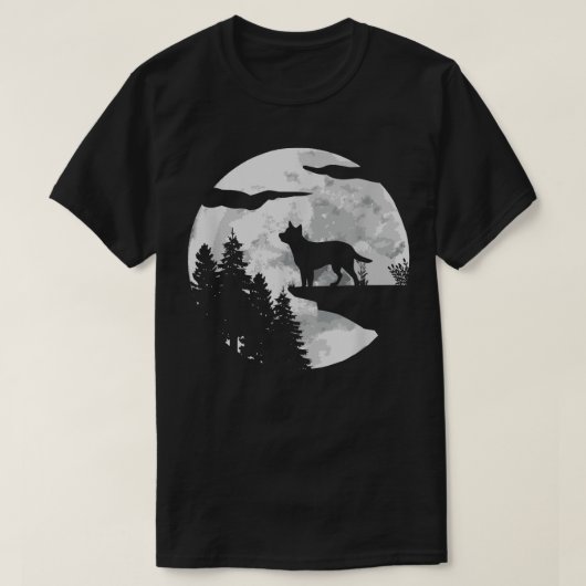 T-shirt Australian Cattle Dog Moonlit Night Australian Ca (Design devant)