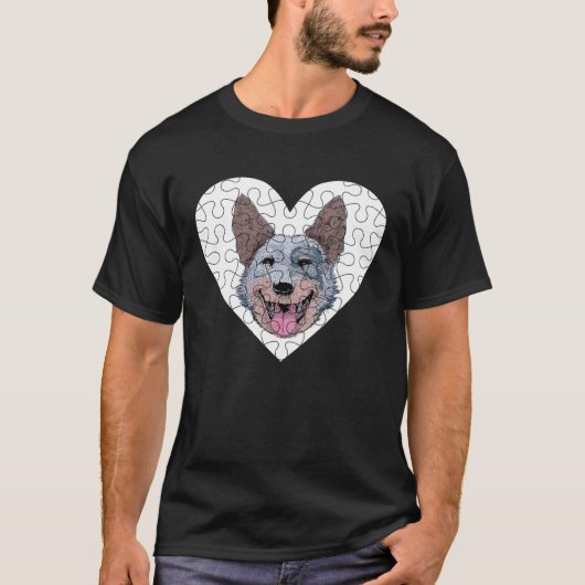 T-shirt Australian Cattle Dog Puzzle (Devant)