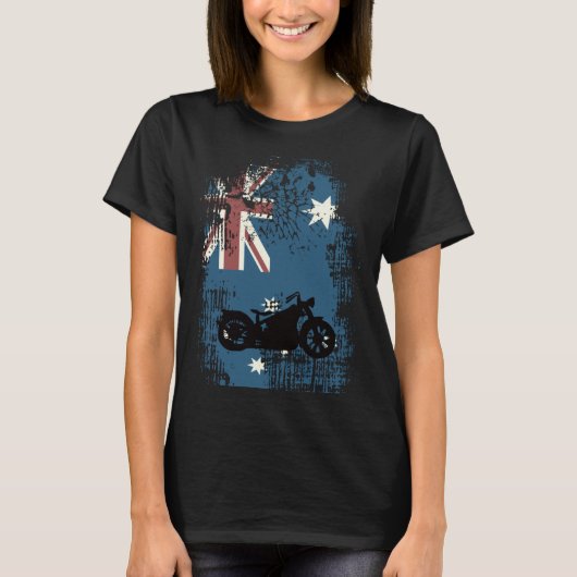 T-shirt Australian Flag Motorcycle Biker Patriotic Distres (Devant)