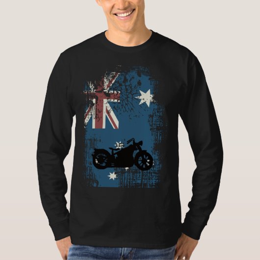 T-shirt Australian Flag Motorcycle Biker Patriotic Distres (Devant)