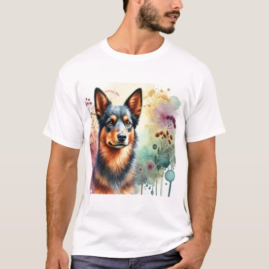 T-shirt Australian Kelpie Dog 160724AREF206 - Watercolor (Devant)