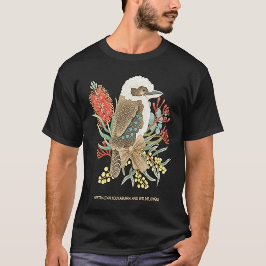T-shirt Australian Kookaburra and Wildflowers (Devant)