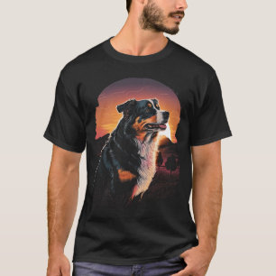 T-shirt Australian Shepherd 80s Sunset Vintage style rétro