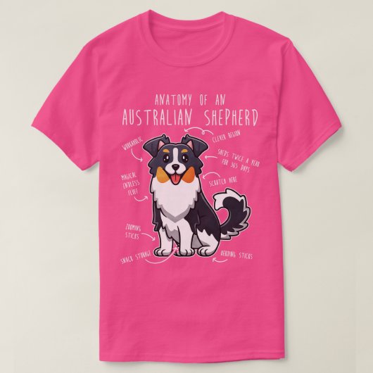 T-shirt Australian Shepherd Anatomie Tri Color (Design devant)