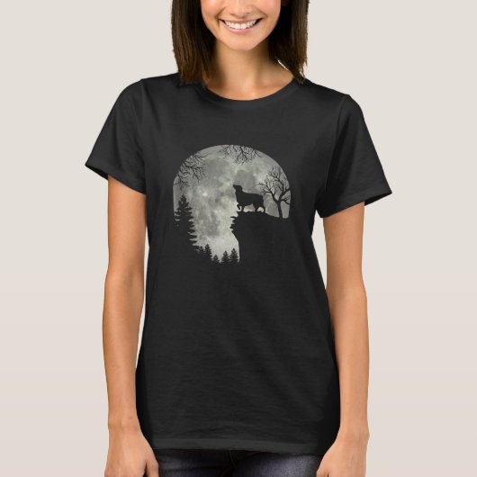 T-shirt Australian Shepherd And Moon Halloween (Devant)