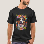 T-shirt Australian Shepherd Aussie with Flower Crown Retro (Devant)