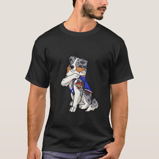 T-shirt Australian Shepherd Dog Love Dad Puppy Owner (Devant)