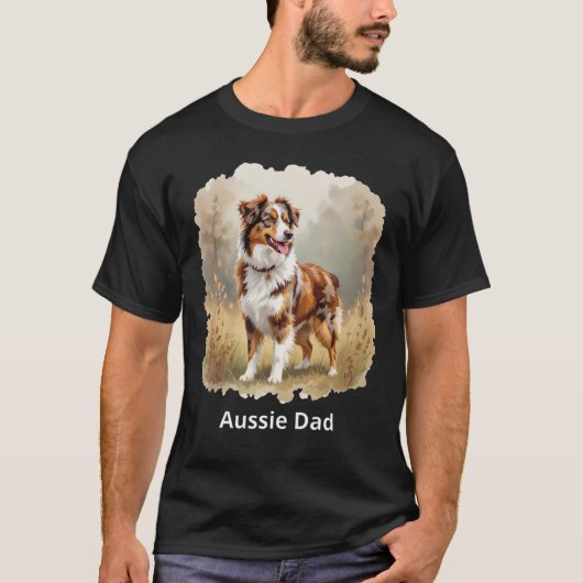 T-shirt Australian Shepherd Dog Red Merle Aussie Dad (Devant)