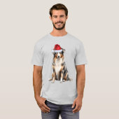 T-shirt Australian Shepherd Drôle chien de Noël (Devant entier)