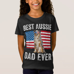 T-Shirt Australian Shepherd Papa Drapeau Américain Amoureu