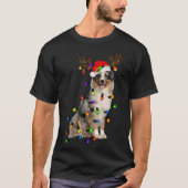T-shirt Australian Shepherd Reindeer Christmas Lights Funn (Devant)