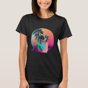 T-shirt Australian Shepherd Synthwave 80s Rétroonde Esthét
