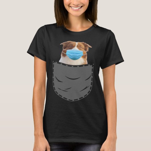 T-shirt Australian Shepherd with mask in the breast pocket (Devant)
