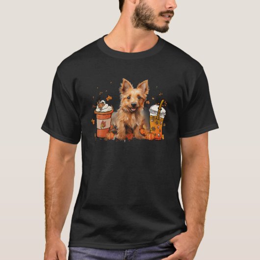 T-shirt Australian Terrier Café Chaleureux Chaud Automne A (Devant)