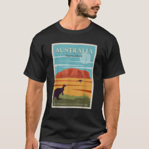 T-shirt Australie Ayers Rock Uluru Kata Tjuta Vintage Post