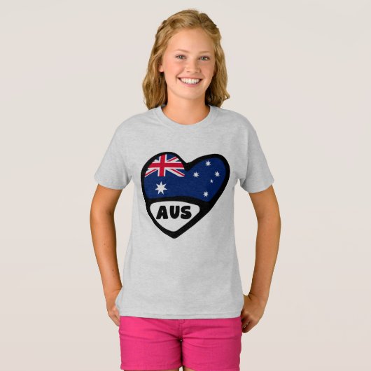 T-shirt Australie Pays Code Drapeau Coeur AUS (Devant entier)