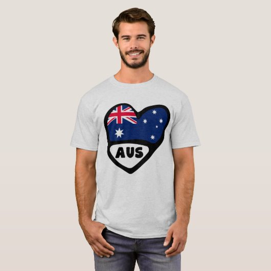 T-shirt Australie Pays Code Drapeau Coeur AUS (Devant entier)