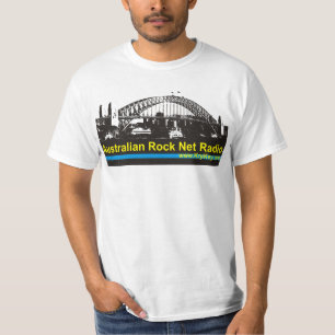 T-shirt australien de blanc de radio de filet de