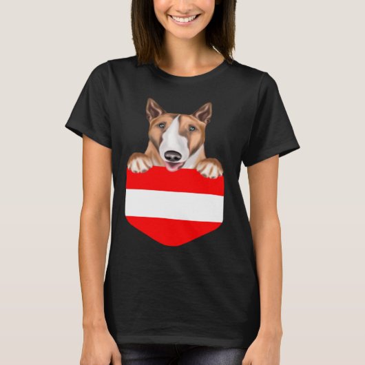 T-shirt Austria Flag Bull Terrier Dog In Pocket (Devant)