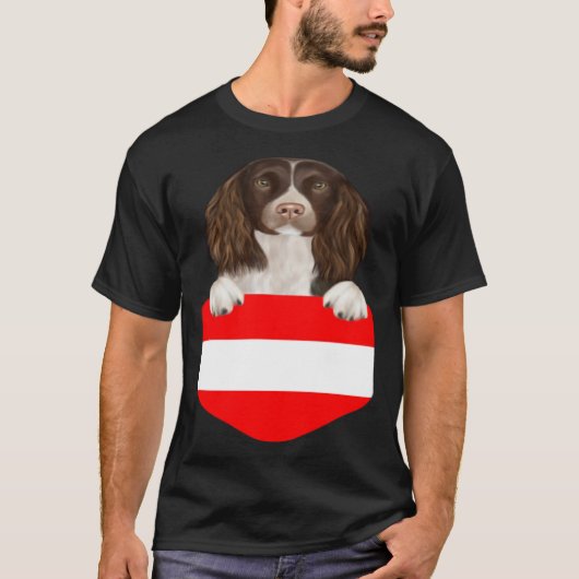 T-shirt Austria Flag English Springer Spaniel Dog In Pocke (Devant)