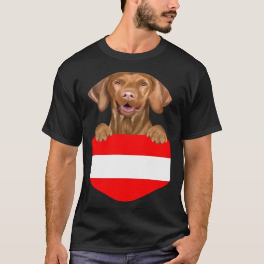 T-shirt Austria Flag Vizsla Dog In Pocket (Devant)
