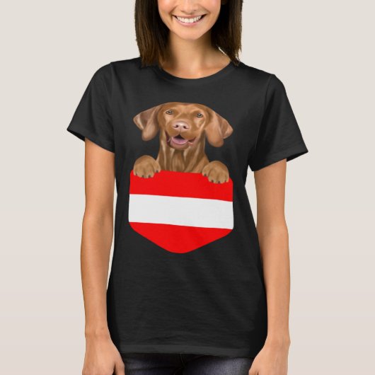 T-shirt Austria Flag Vizsla Dog In Pocket (Devant)