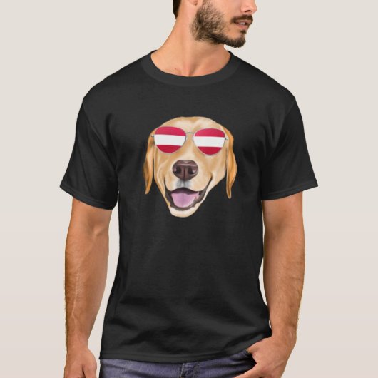 T-shirt Austrian Flag Yellow Labrador Retriever Dog Austri (Devant)