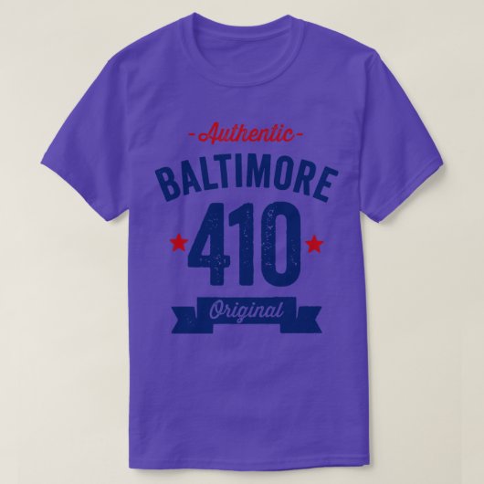 T-shirt Authentic Baltimore 410 Code régional (Design devant)