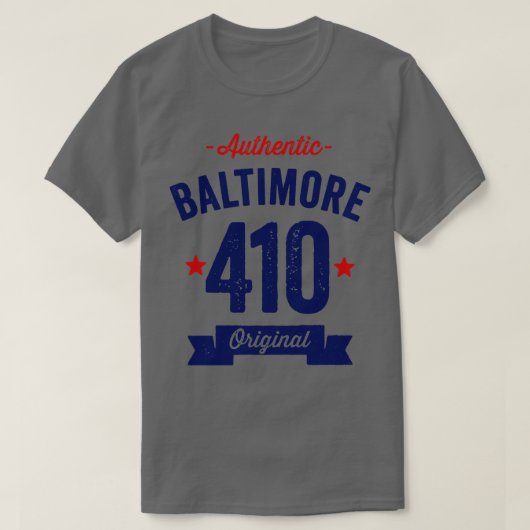 T-shirt Authentic Baltimore 410 Code régional (Design devant)
