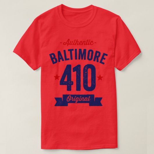 T-shirt Authentic Baltimore 410 Code régional (Design devant)