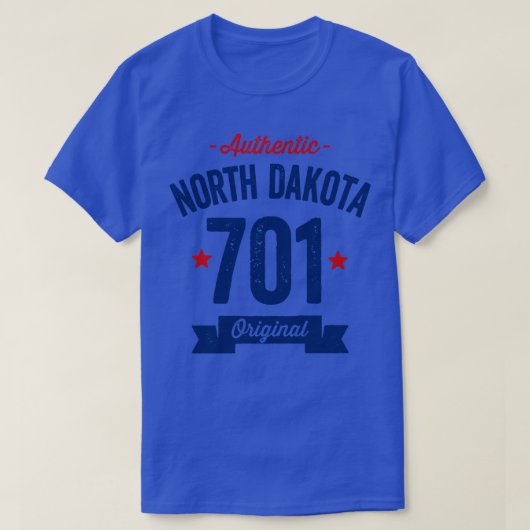 T-shirt Authentic North Dakota 701 Area Code (Design devant)