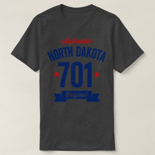 T-shirt Authentic North Dakota 701 Area Code (Design devant)