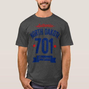 T-shirt Authentic North Dakota 701 Area Code