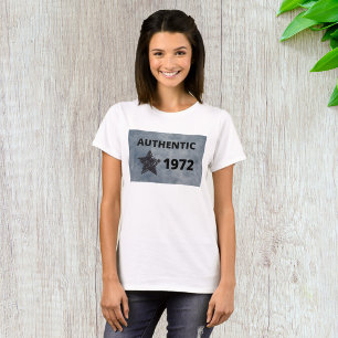 T-shirt Authentique 1972 Vintage Star Retro Anniversaire D