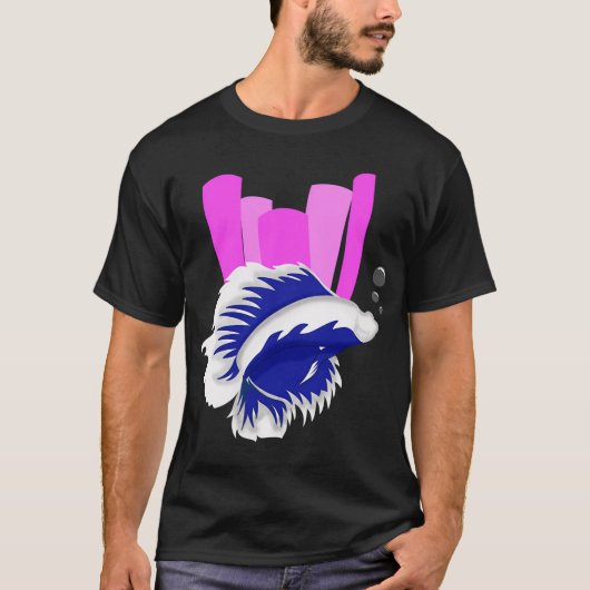 T-shirt authentique poisson bleu blanc (Devant)
