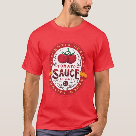 T-shirt Authentique sauce tomate bouteille Étiquette Funny (Devant)