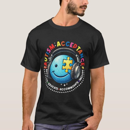 T-shirt autism acceptance smiley  (Devant)