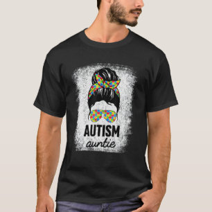 T-shirt Autism Auntie Messy Bun Sensibilisation sur l'auti