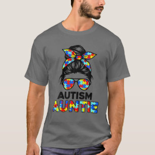 T-shirt Autism Auntie Messy Bun Sensibilisation sur l'auti