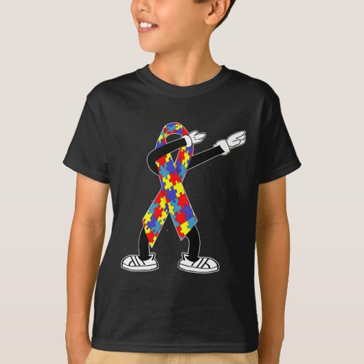 T-shirt Autism Aware Kids Dabbing Puzzle Piece Love Da (Devant)