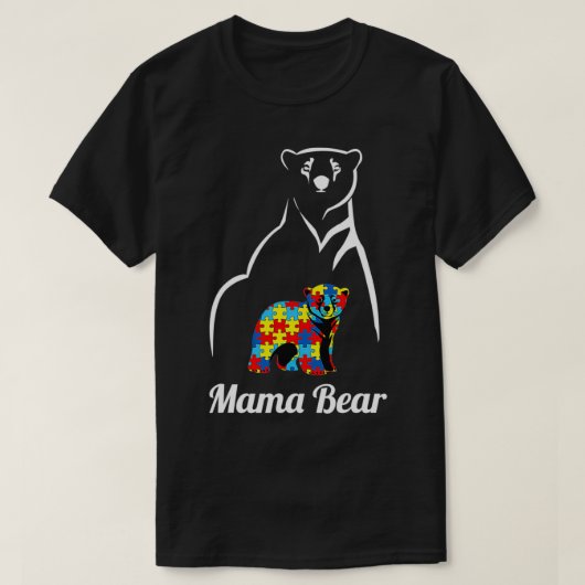 T-shirt Autism Aware Mama Bear Maman (Design devant)