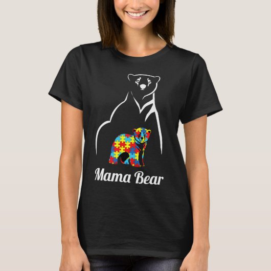T-shirt Autism Aware Mama Bear Maman (Devant)