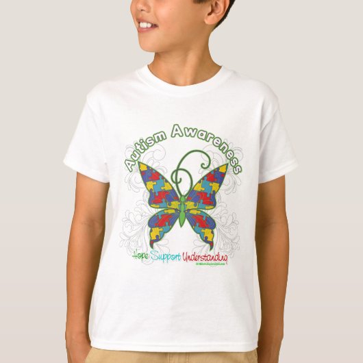 T-shirt Autism Aware Puzzle Butterfly (Devant)