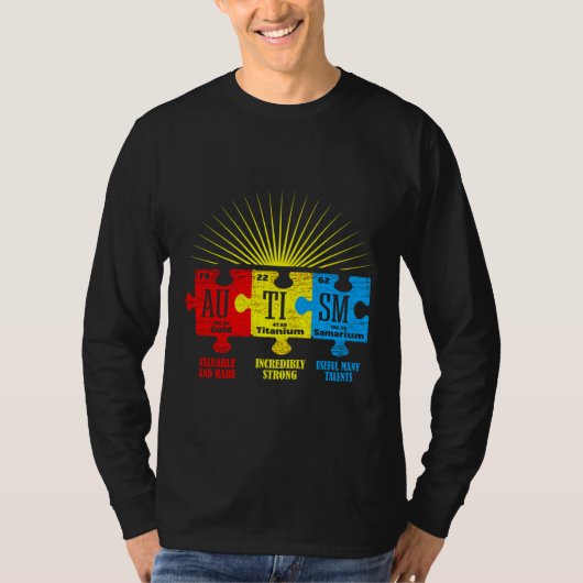 T-shirt Autism Aware Puzzle Chemical Element (Devant)