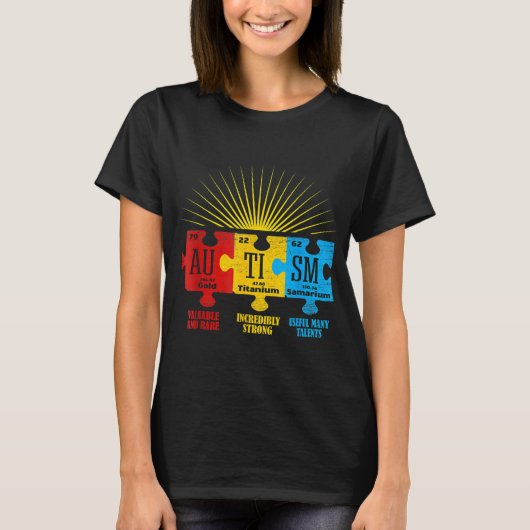 T-shirt Autism Aware Puzzle Chemical Element (Devant)