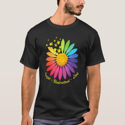 T-shirt Autism Awareness Accept Understand Love ASD Rainbo (Devant)