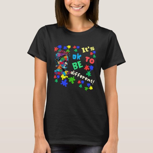 T-shirt Autism Awareness Acceptance Artist Ok To Be Differ (Devant)
