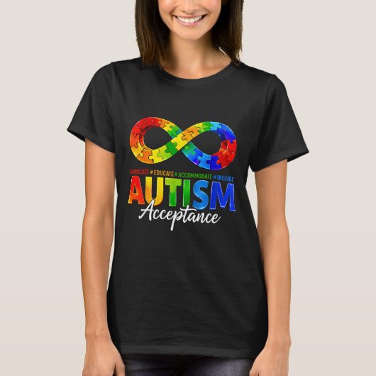 T-shirt Autism Awareness Acceptance Infinity Symbol for (Devant)
