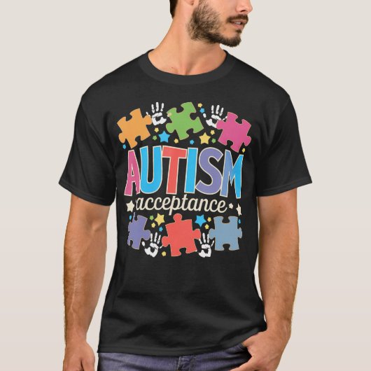 T-shirt Autism Awareness Acceptance Puzzles (Devant)